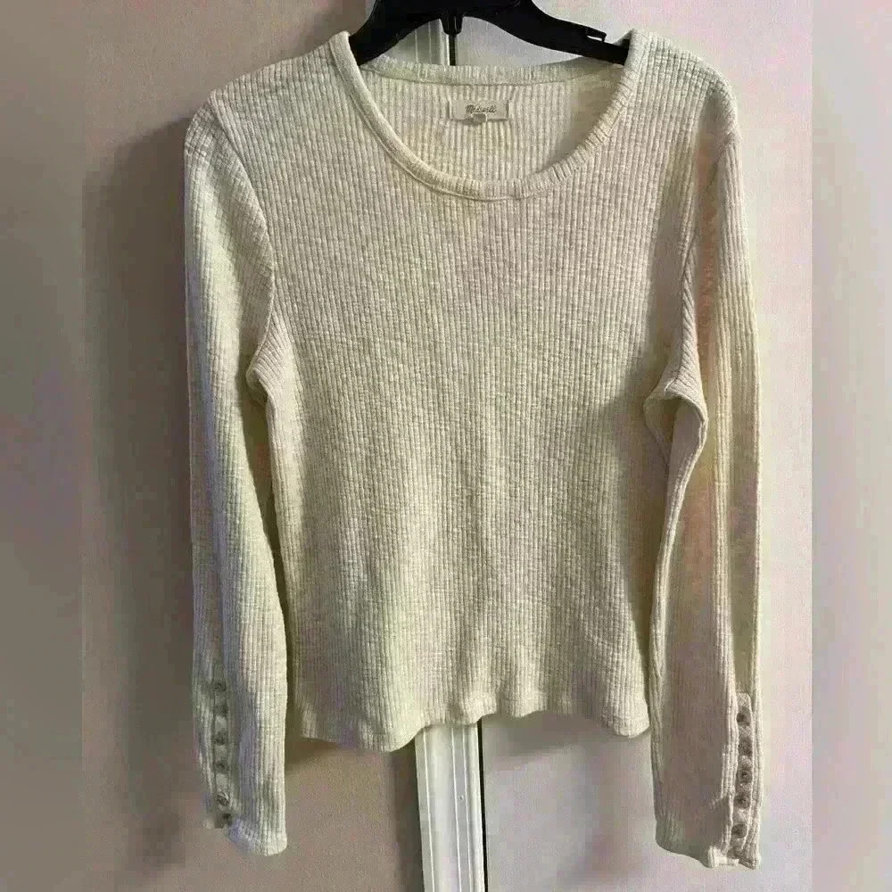 Madewell beige ribbed crewneck pullover top. Large